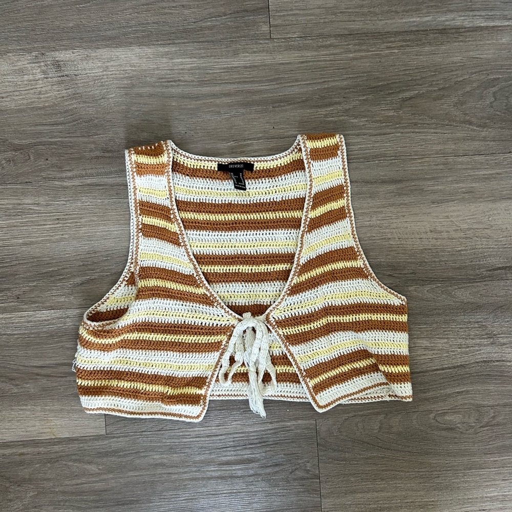 Striped Crochet Vest